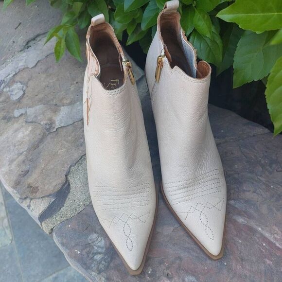 Franco Sarto Western Leather Ankle Booties | Pointed Toe Block Heel | Size 8.5 | - Picture 3 of 10